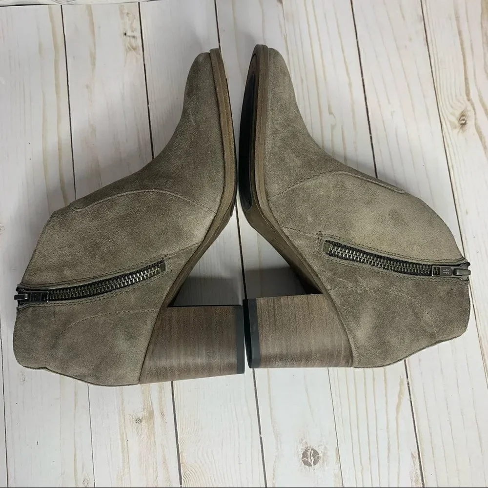 Frye Nora Zip Short Boots Elephant Grey Soft Oiled Suede